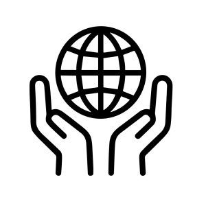 Simple Line Art Hands Holding Globe Earth Planet Symbol Icon