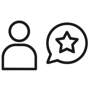 Simple Outline User with Star Speech Bubble Customer Feedback Icon