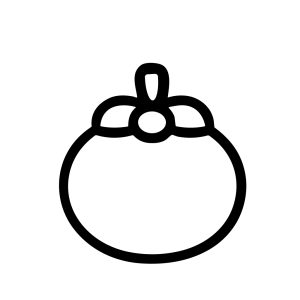 Simple Outline Drawing Mangosteen Tropical Fruit Icon, Asian Exotic Food