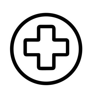 Simple Thin Line Style Medical Cross Symbol Inside a Circle Shape Icon