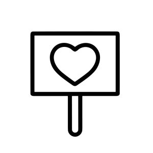 Simple Outline Heart Shape on Sign Board for Demonstration Icon