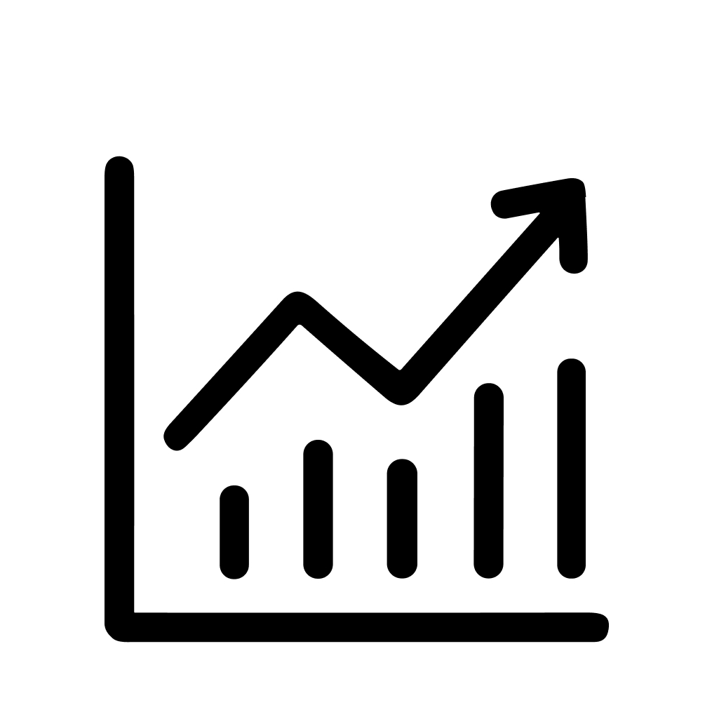 Minimalist Line Art Growing Graph Chart Business Data Icon Design