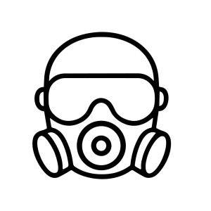 Minimalist Outline Safety Gas Mask Protection Equipment Line Icon Illustration