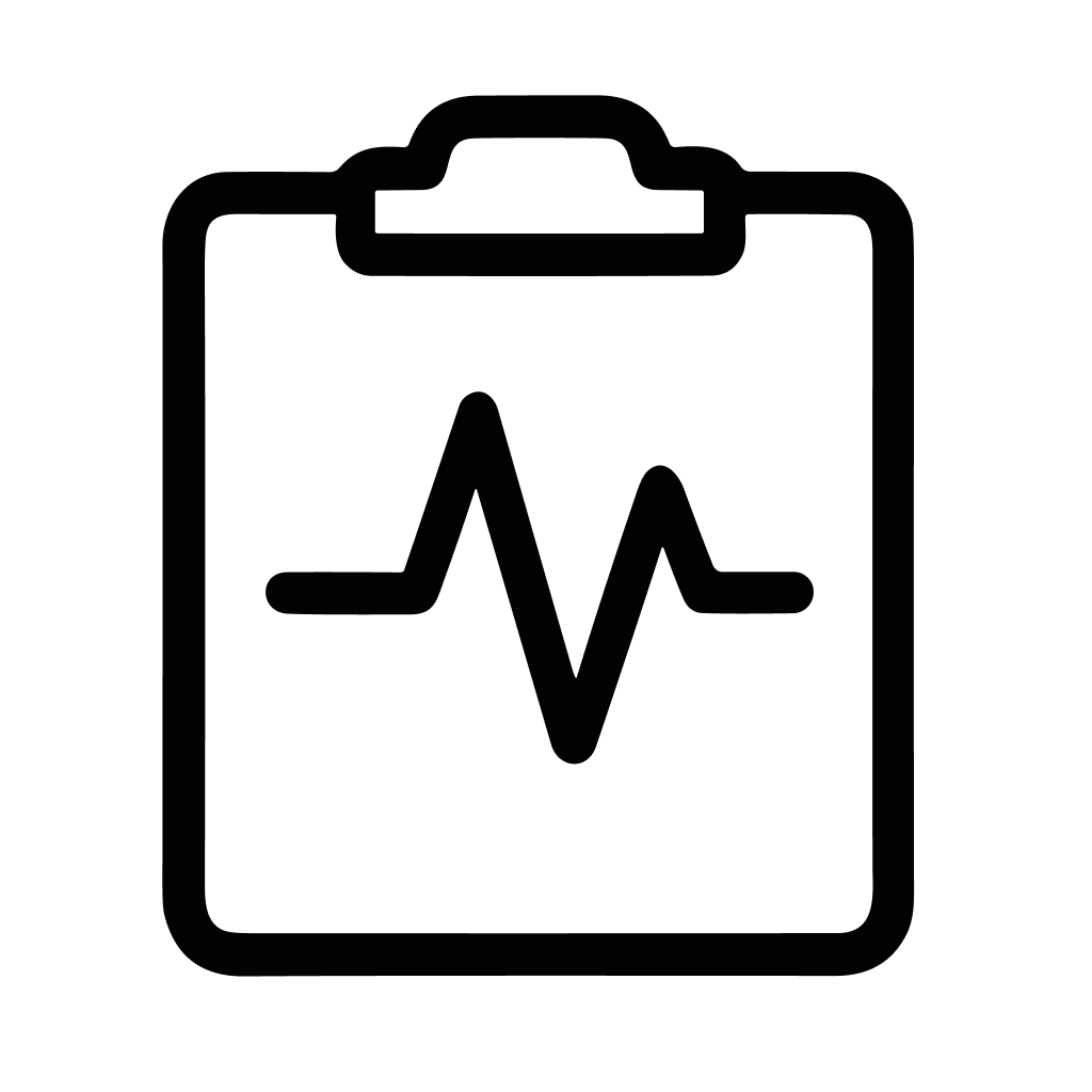 Minimalist Outline Heartbeat Line on Clipboard Health Medical Icon