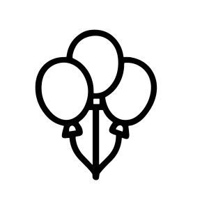 Minimalist Outline Style Helium Birthday Balloons Celebration Decoration Icon