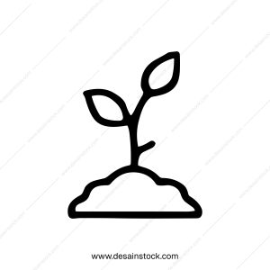 Simple Outline Sprout in Soil Sign Shape Icon Isolated