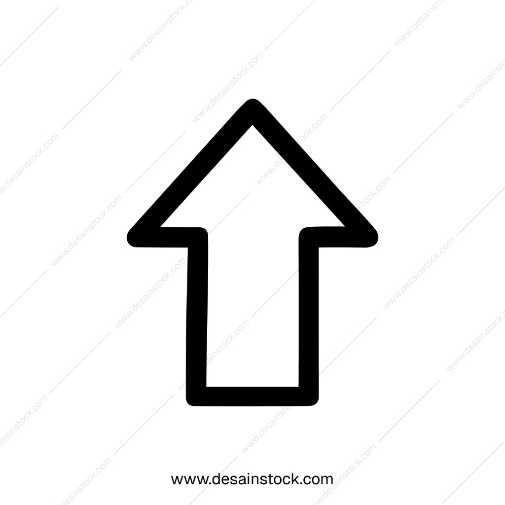 Simple Bold Line Style Upward Arrow Direction Sign Element