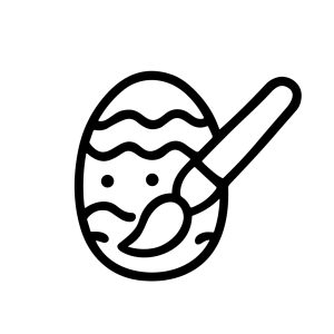 Simple Outline Easter Egg Decoration with Brush Icon Illustration