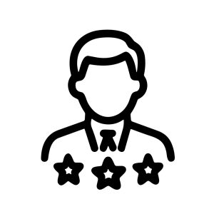 Minimalist Outline Professional Man with Stars Award Avatar Illustration