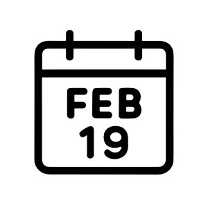 Minimalist Outline Calendar February 19th Date Event Appointment Icon
