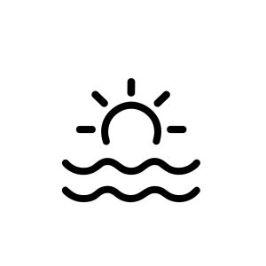 Minimalist Lineart Sunrise Over the Sea Wave Shape Illustration Icon