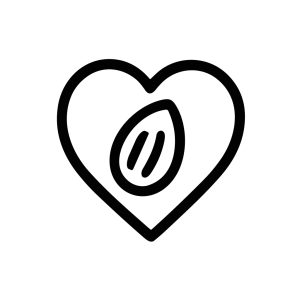 Handdrawn Outline Heart with Almond Inside Sign Shape Icon