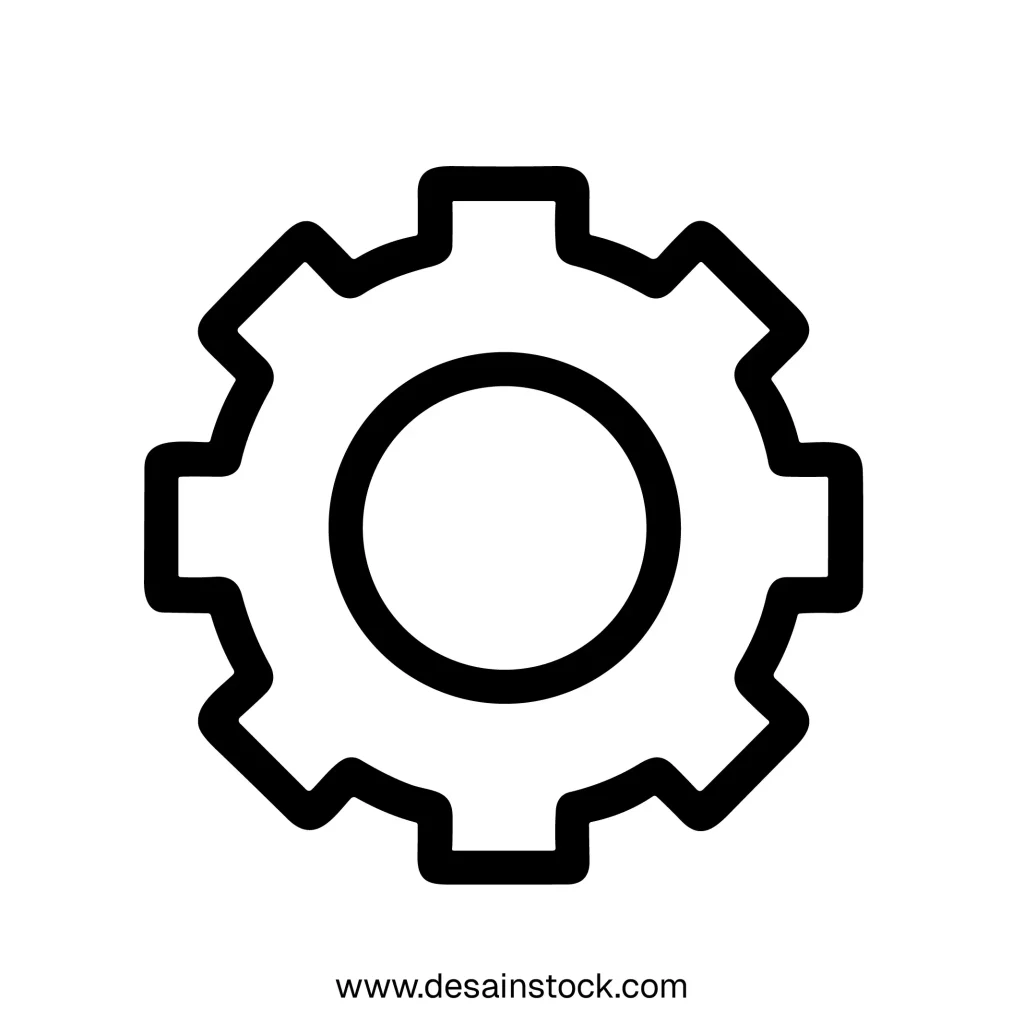Thin Line Flat Style Gear Cogwheel Mechanical Technology Engine Symbol Icon