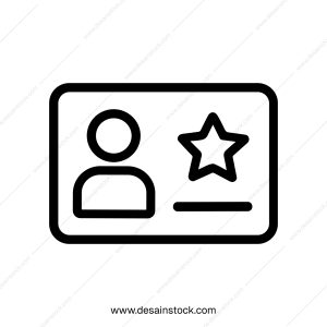 Minimalist Outline Rounded Identity Card with Star Symbol Icon Element