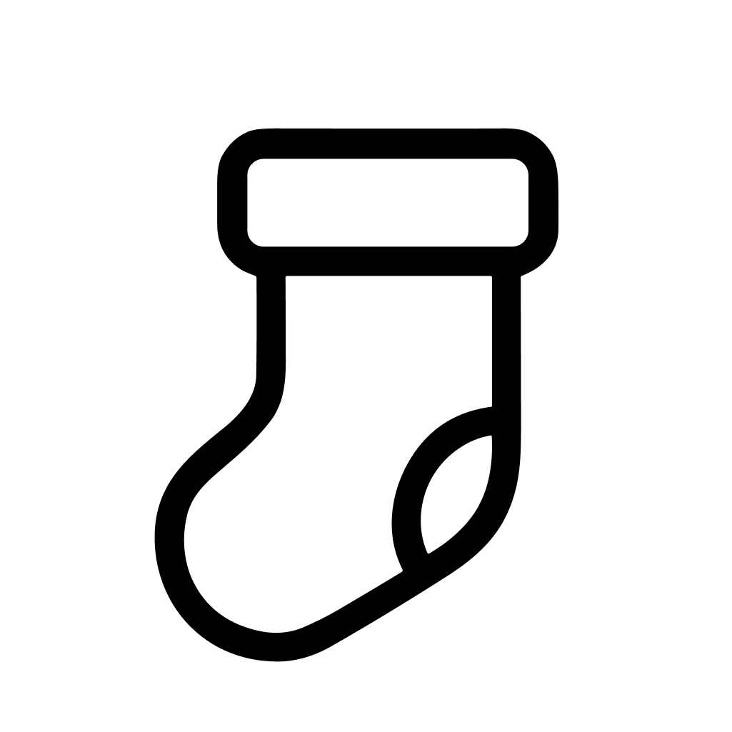 Simple Line Art Stocking Outline Shape Holiday Season Christmas Icon