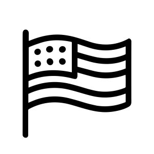 Outline Simple United States Flag Icon on Pole Symbol Element