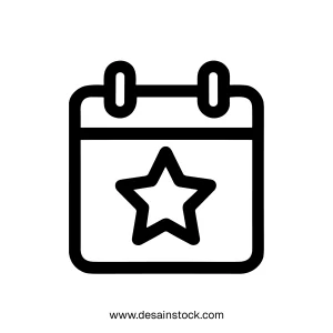 Simple Outline Star Inside Calendar Date Reminder Interface Icon