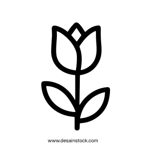 Minimalist Outline Tulip Flower Spring Icon Design Illustration