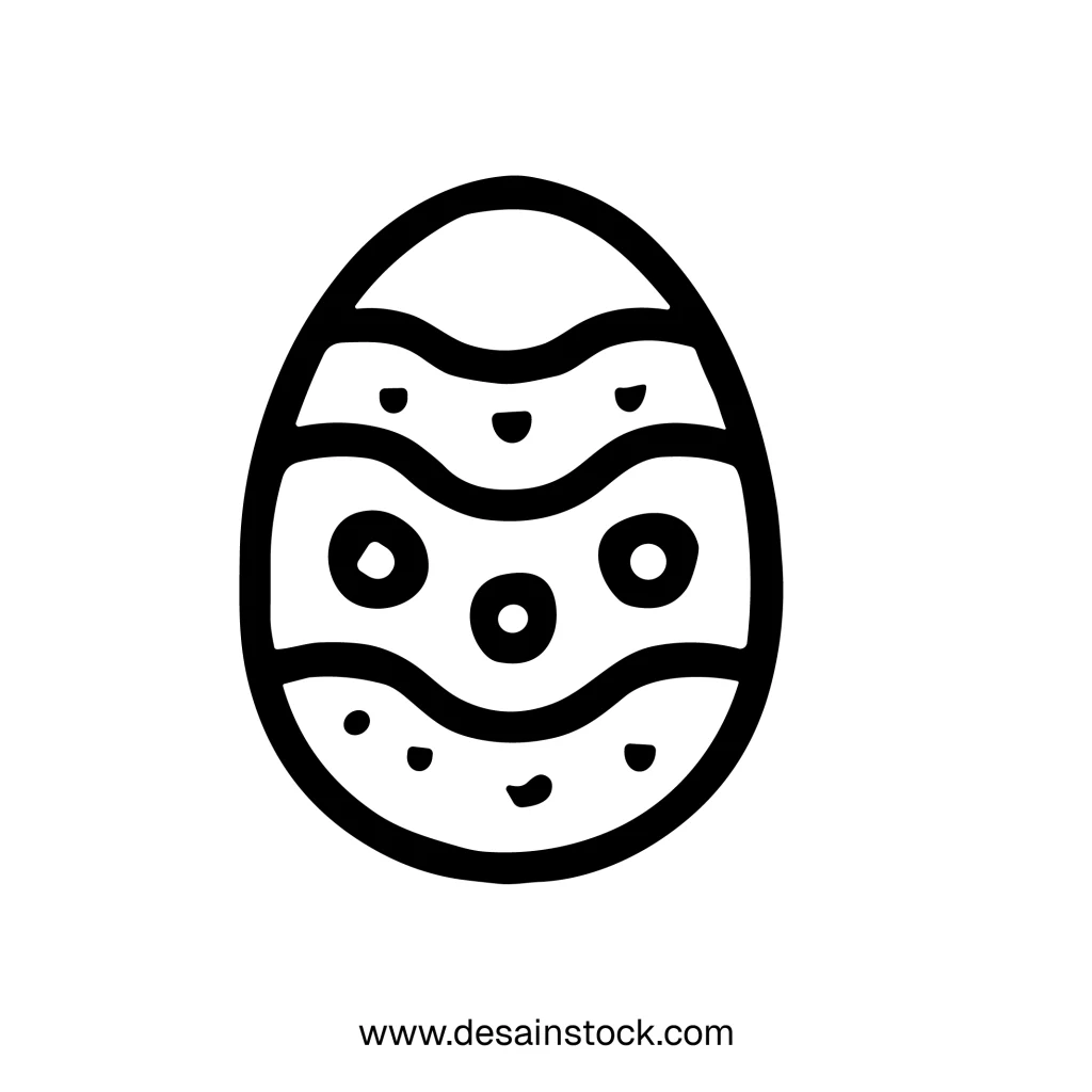 Simple Handdrawn Easter Egg with Wavy Lines and Dots Icon Illustration