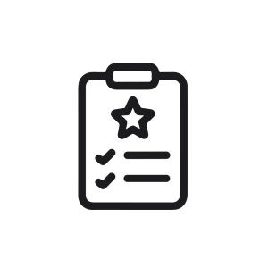 Simple Outline Clipboard Star and Checkmark Sign Flat Style Icon