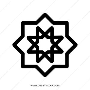 Minimalist Outline Ornament Islamic Geometric Star Shape Decoration Icon
