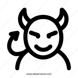 Outline Handdrawn Simple Devil Face Horns Tail Shape Icon Character