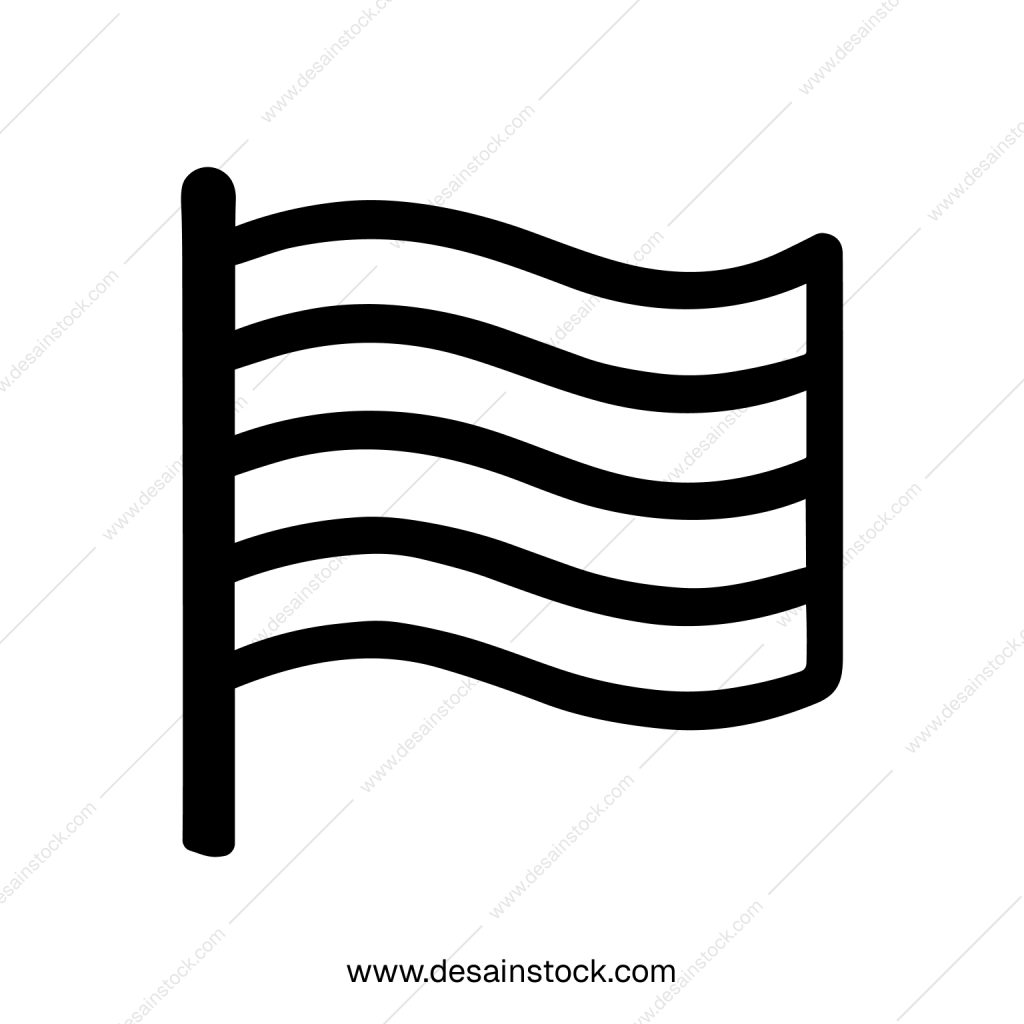 Simple Line Drawing Wavy Stripes National Country State Flag Icon