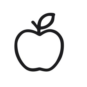 Simple Outline Apple Fruit Black Lineart Icon Drawing Illustration