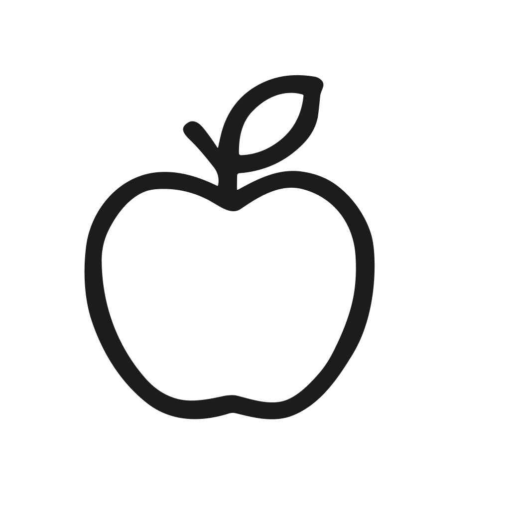 Simple Outline Apple Fruit Black Lineart Icon Drawing Illustration
