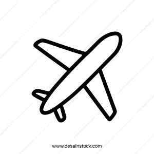 Simple Outline Airplane Flying Above Icon Design Concept Illustration