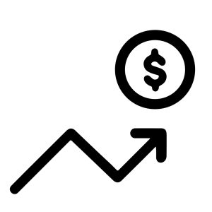Minimalist Outline Finance Upward Arrow with Dollar Coin Icon