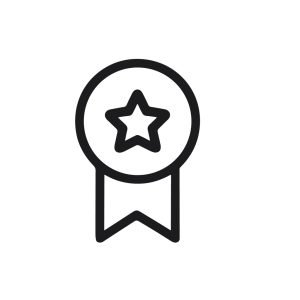 Simple Line Award Badge with Star Ribbon Icon Design Element