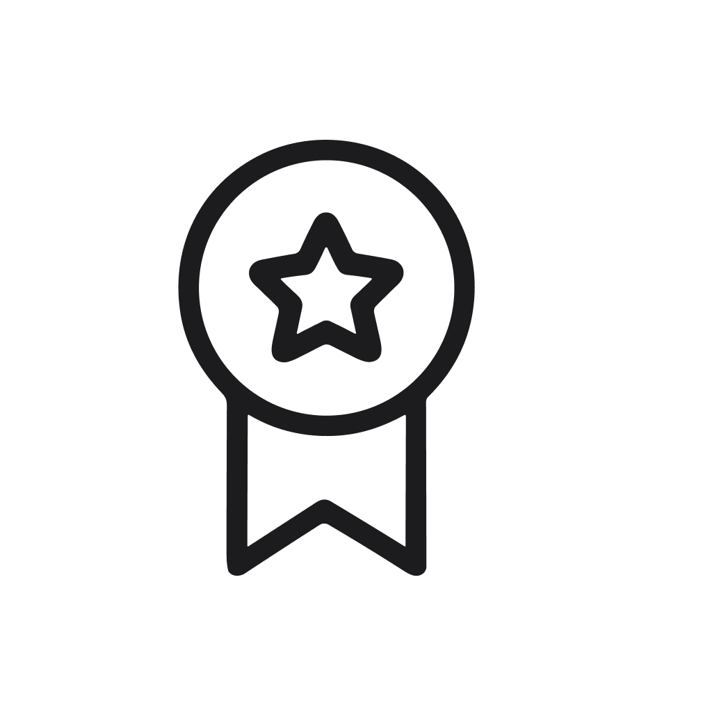 Simple Line Award Badge with Star Ribbon Icon Design Element
