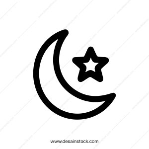 Simple Bold Line Moon and Star Night Sky Element Icon