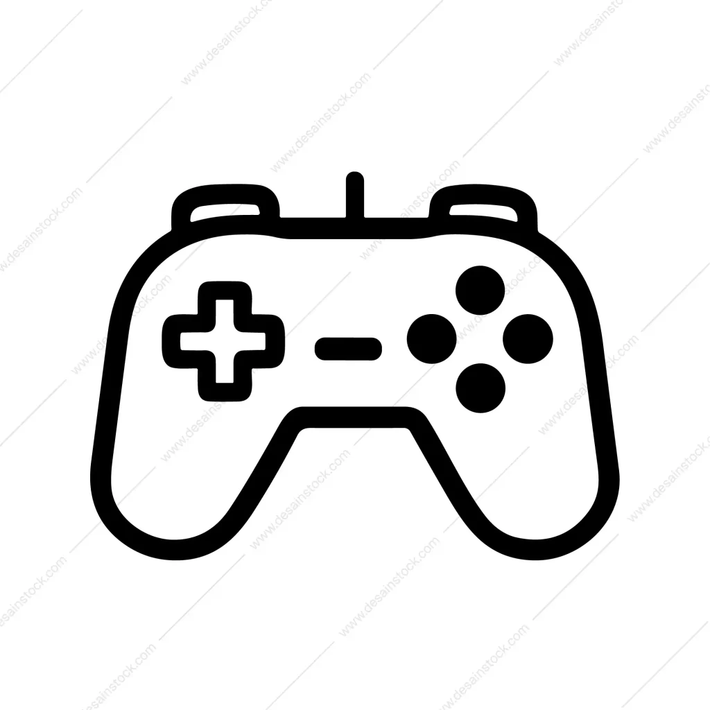 Outline Simple Controller Console with Buttons for Entertainment Gaming Icon