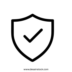 Simple Outline Shield Checkmark Protection Symbol Security Icon Design Element