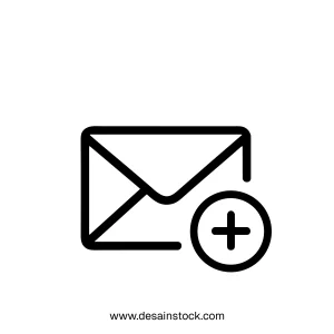 Outline Simple Email Add Notification Message Icon Sign Element