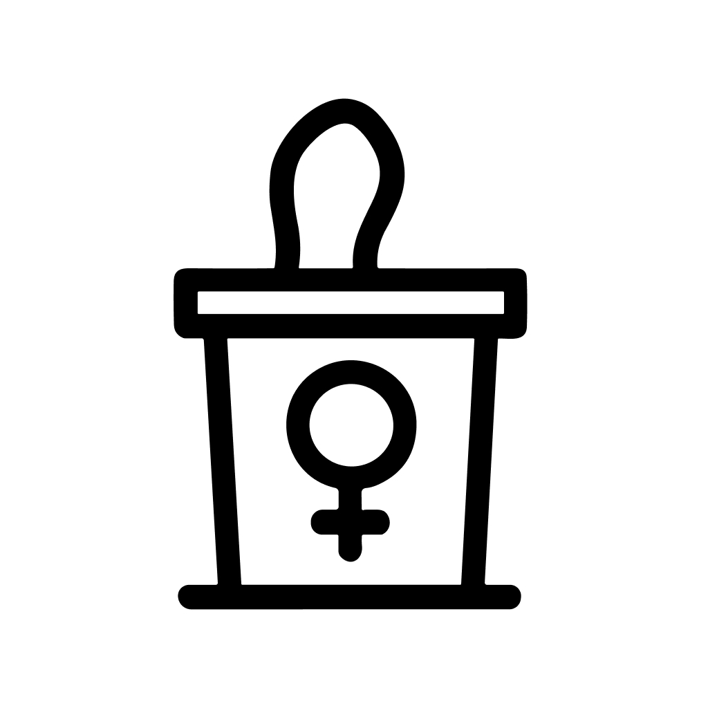 Simple Outline Voting Box with Woman Sign Election Process Icon