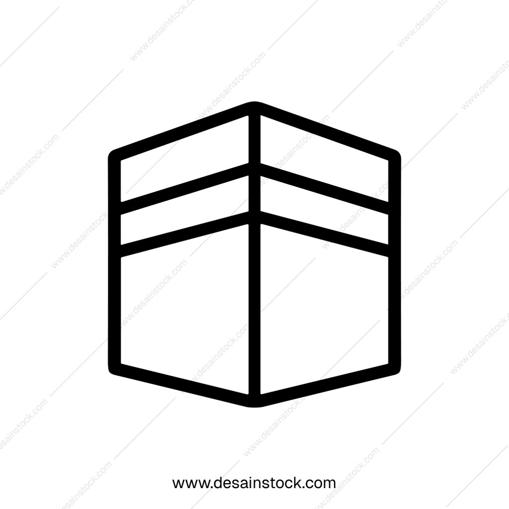 Minimalist Outline Kaaba Islamic Holy Shrine Mecca Building Icon
