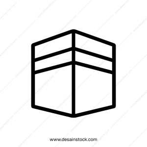Minimalist Outline Kaaba Islamic Holy Shrine Mecca Building Icon