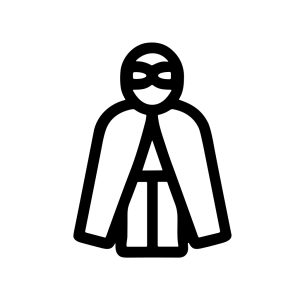 Simple Line Drawing Superhero Wearing a Cape Icon Illustration Graphic