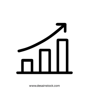 Line Art Simple Bar Chart with Arrow Up Business Icon
