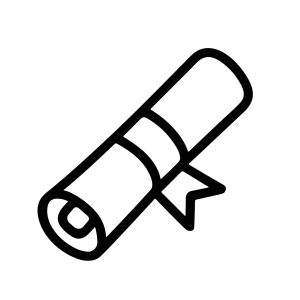 Simple Outline Rolled Certificate Document Paper Symbol with Ribbon Icon