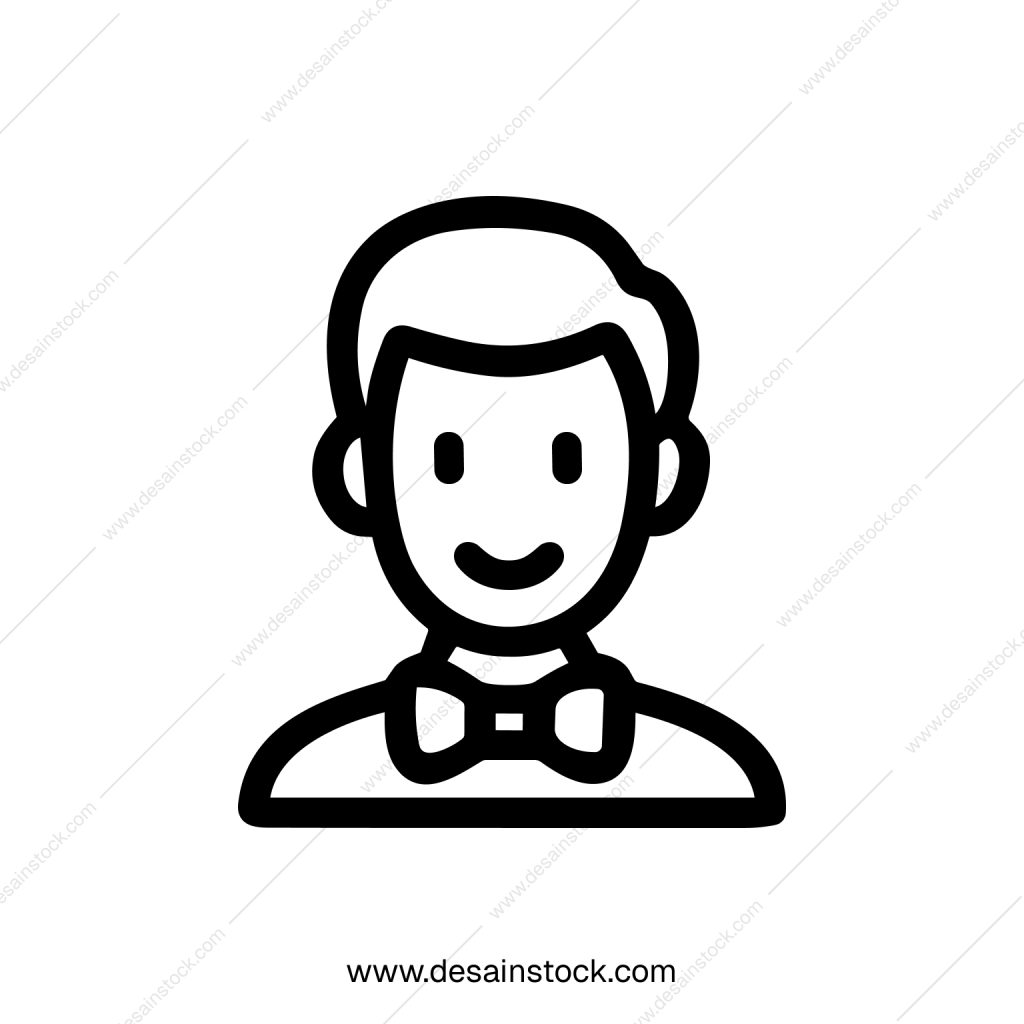 Minimalist Outline Gentleman with Bow Tie Avatar Style Icon