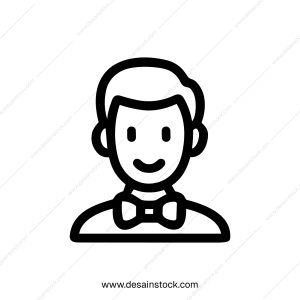 Minimalist Outline Gentleman with Bow Tie Avatar Style Icon