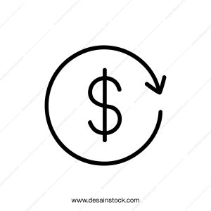 Simple Outline Dollar Symbol with Circular Arrow Icon Sign