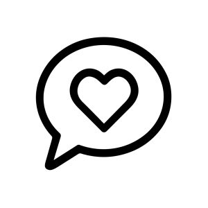Simple Line Art Love Heart in Speech Bubble Message Icon