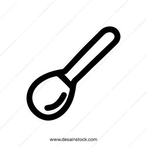 Simple Outline Isolated Spoon Kitchen Utensil Cooking Tool Icon Illustration