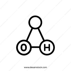 Simple Line Art Water Molecule Chemical Structure Diagram Illustration Icon