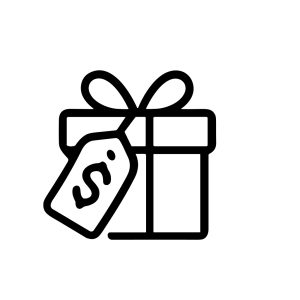 Simple Line Drawing Gift Box with Price Tag Shopping Icon